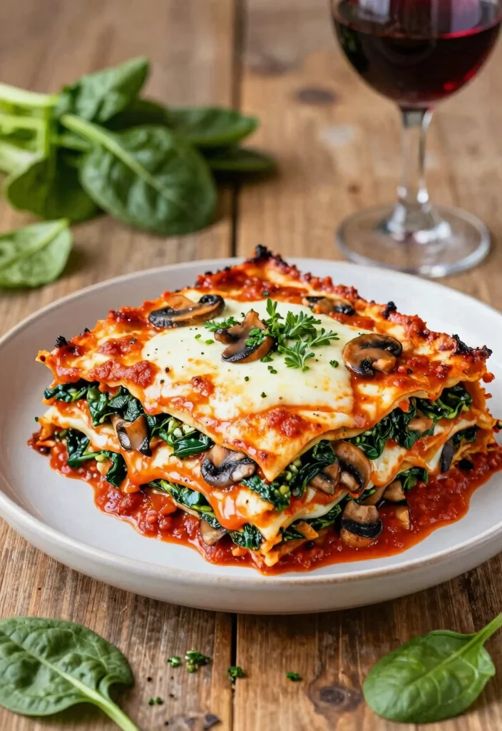 12 Healthy Clean Eating Lasagna Recipes for Lighter Comfort - 2. Spinach and Mushroom Lasagna 1