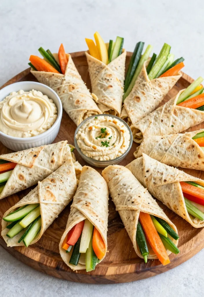 12 Healthy Vegetarian Snack Recipes for Everyday Fuel 4. Veggie Hummus Wraps 0