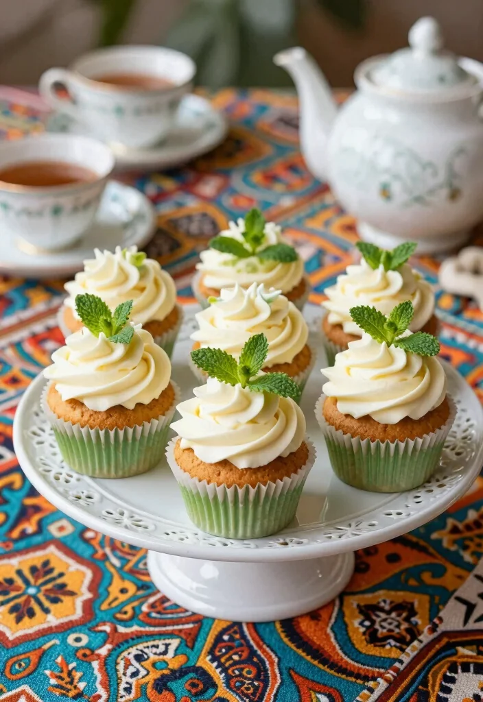12 Moroccan Dessert Recipes with Warm Spiced Flavor 6. Mint Tea Infused Cupcakes 0